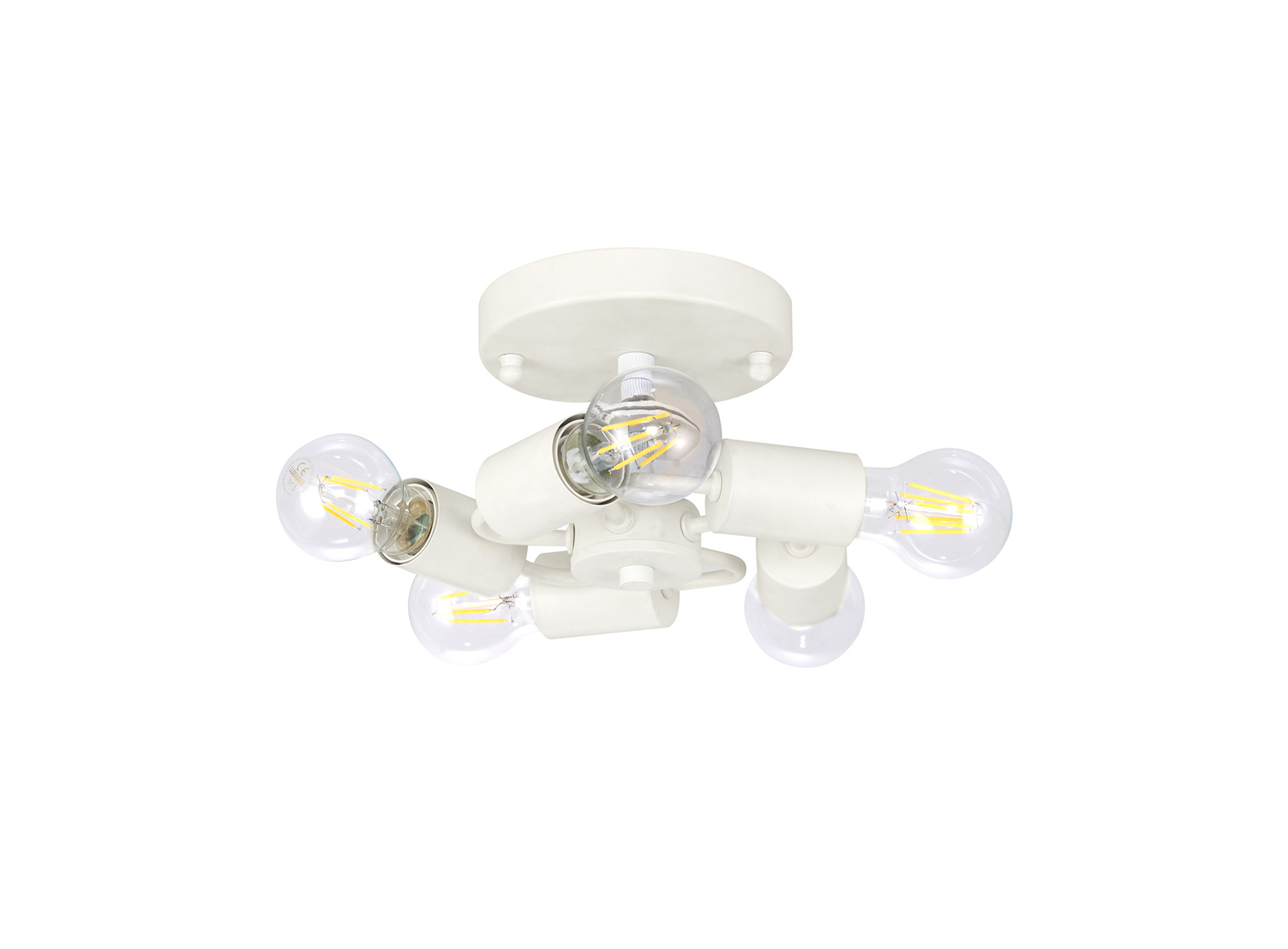 DK1073  Baymont 50cm Flush 5 Light Ivory Pearl; Frosted Polished Chrome Detail Diffuser